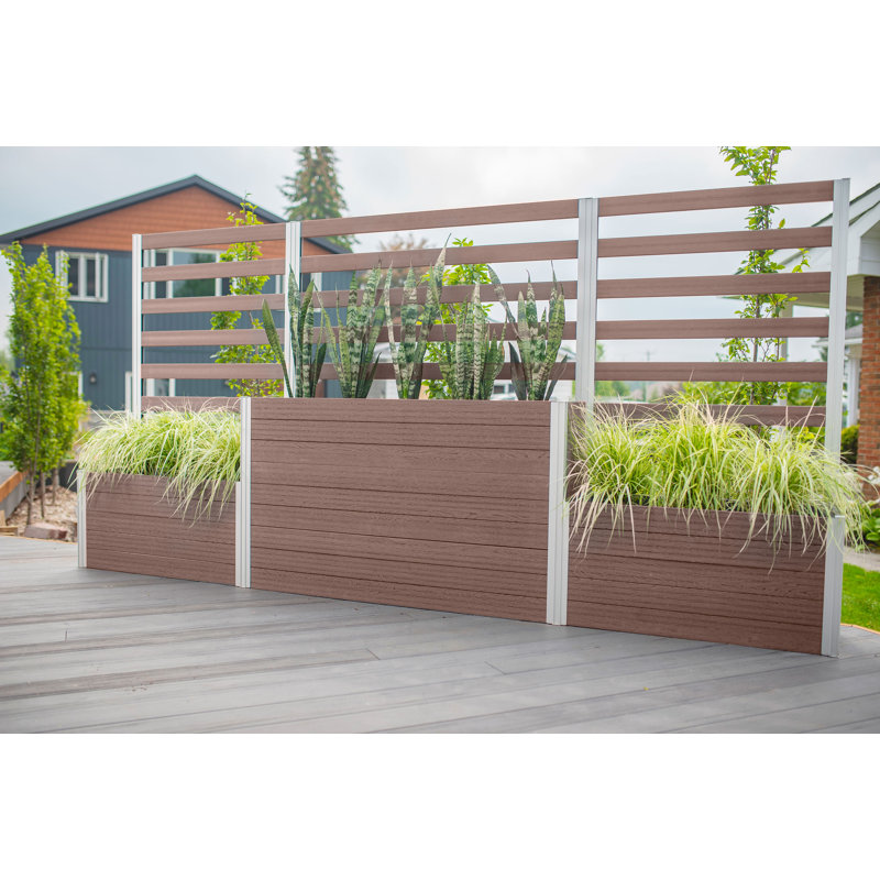 Espresso Brown Vinyl Parklette Planter Box with Trellis