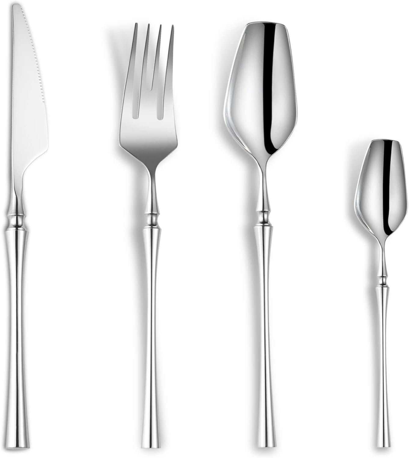 Rustic Style Flatware Canora Grey 24-Piece Modern Stainless Steel Flatware Set, Unique Rustic ...