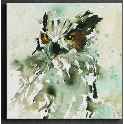 «I Espion with My Owl's Eyes» - Toile tendue avec châssis de qualité supérieure - prête à être accrochée