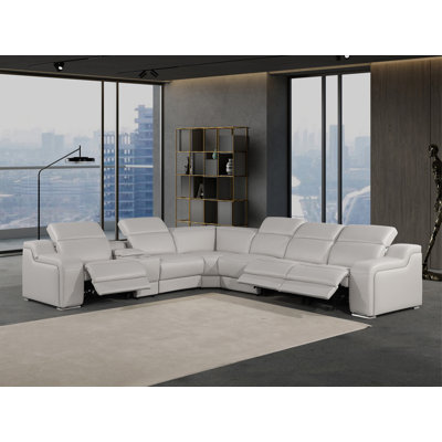 Canapé modulaire inclinable électrique en cuir italien 7 pièces Tahari