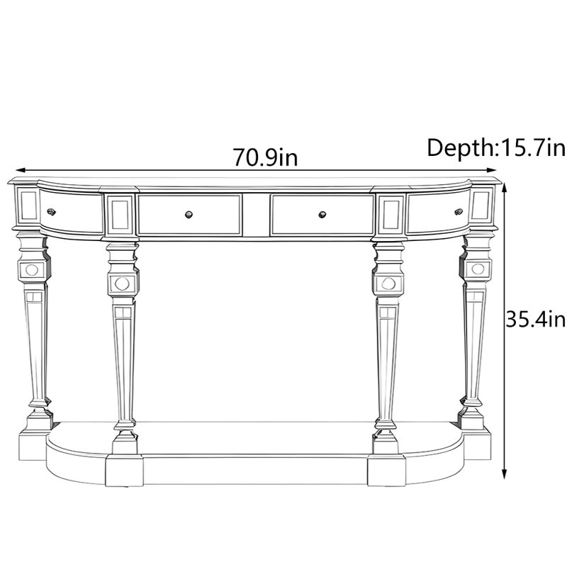 Console American Country Style, H 35,4 po x l 70,9 po x P 15,7 po