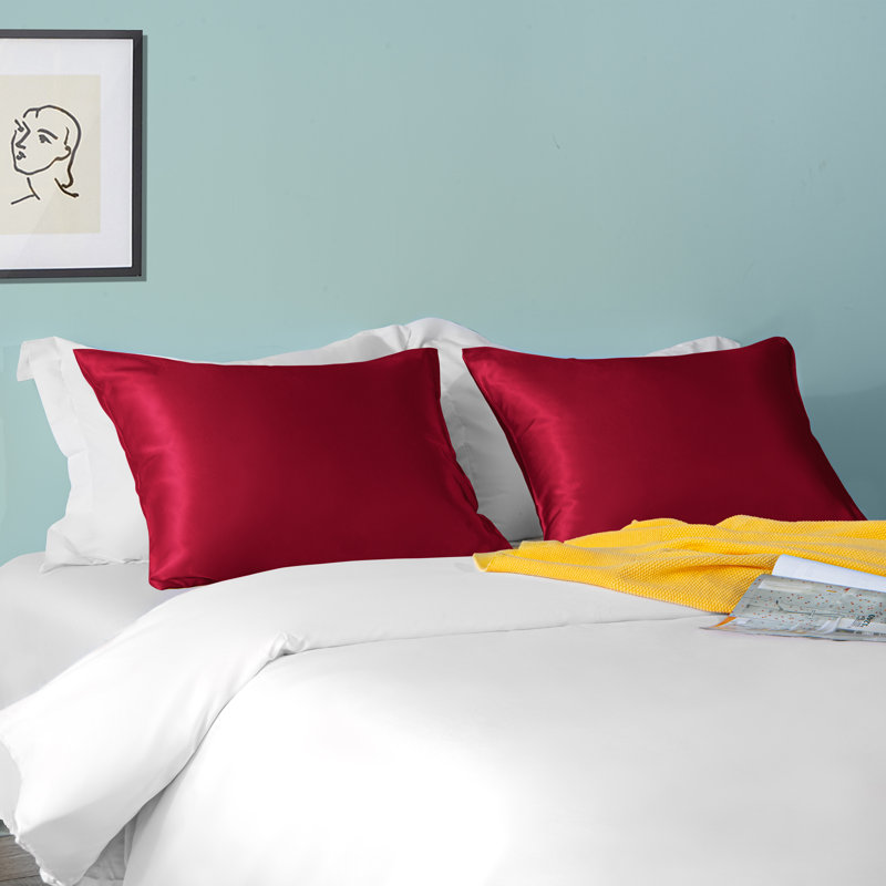 Taies d'oreiller, taies d'oreiller luxueuses en satin avec fermeture à enveloppe - NTBAY, Taie d’oreiller standard, Rouge