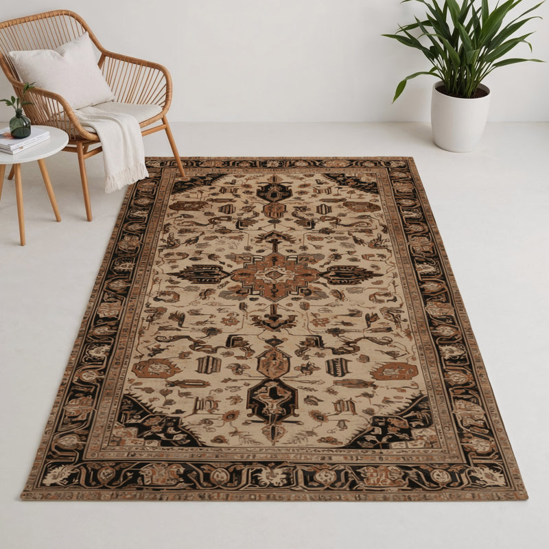 Tapis d'intérieur et d'extérieur brun Persian, Rectangle 9 pi x 12 pi