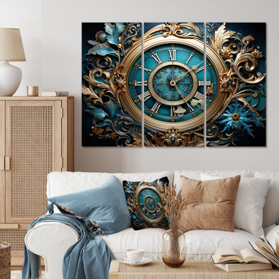 Horloge de l'élégance industrielle II sur toile, 3 pièces