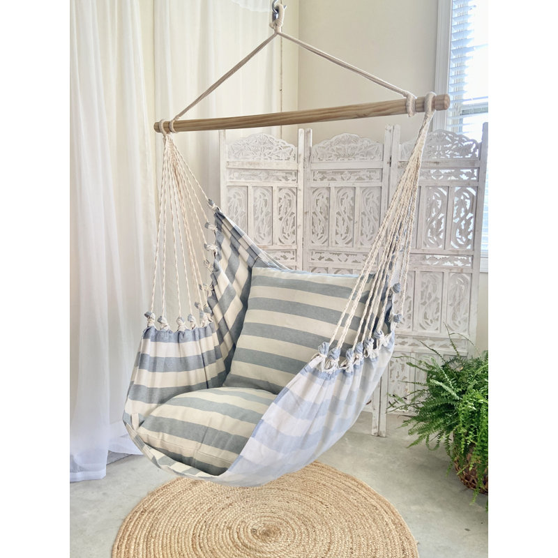 Chaise hamac Phylea Blue Haven, Bleu clair / blanc