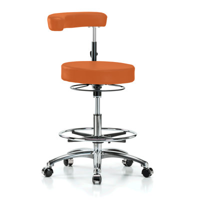 Adjustable Height Lab Stool with Footrest and Removable Casters/Wheels