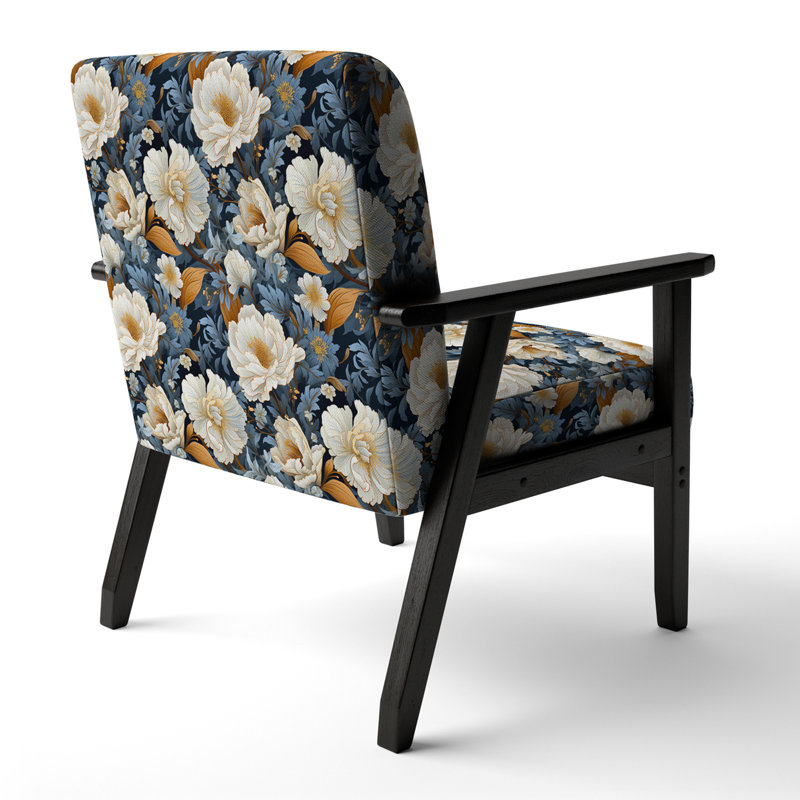 Fauteuil d'appoint rembourré bleu et beige Ranunculus Boho