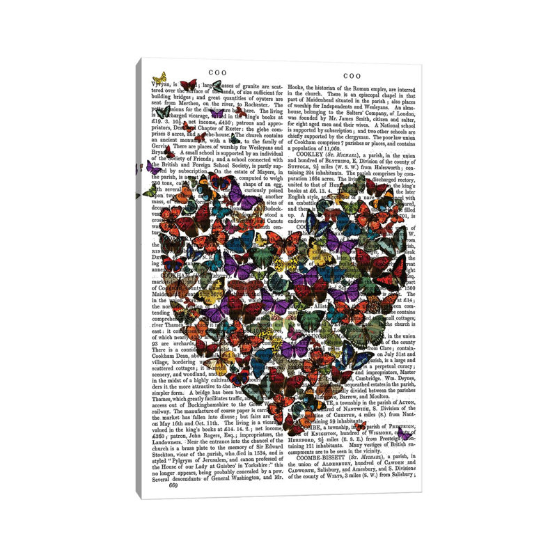 Butterfly Heart by Fab Funky - Wrapped Canvas Print, 66.04 cm H x 45.72 cm W x 3.175 cm D