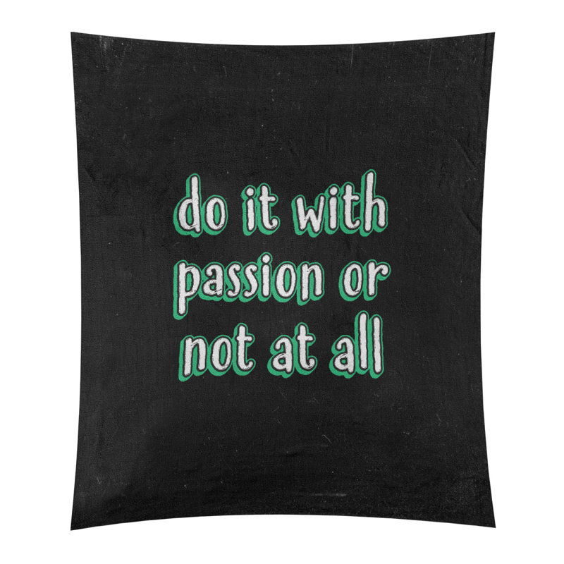 Tapisserie tableau noir en polyester citation passion, H 60 po x l 51 po, Vert
