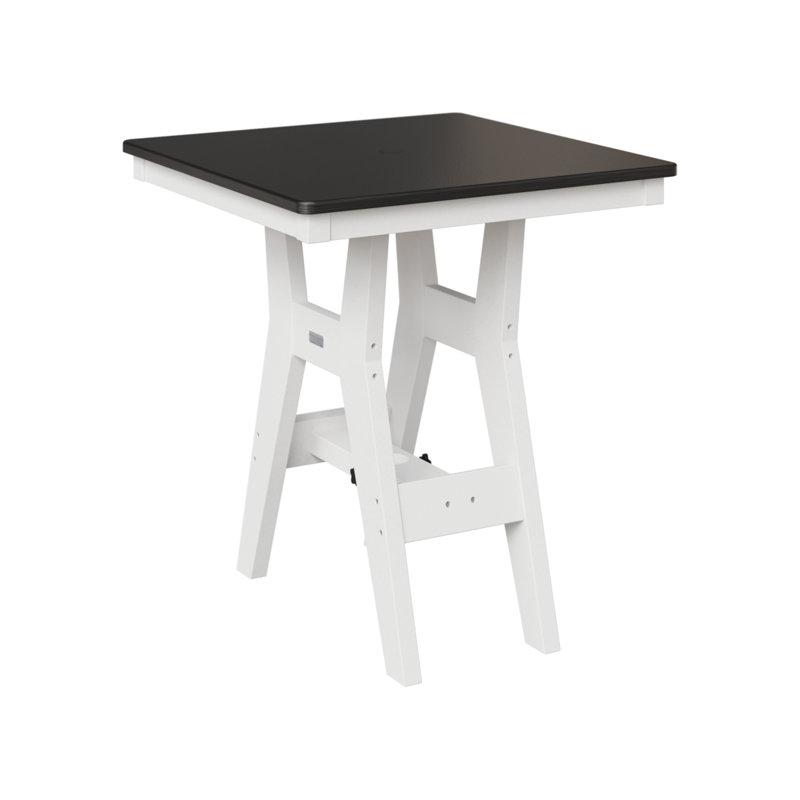 Berlin Gardens Harbour 28″ Square Bar Table, 38.87" H x 28" W x 28" D, White, Hammered Top Black