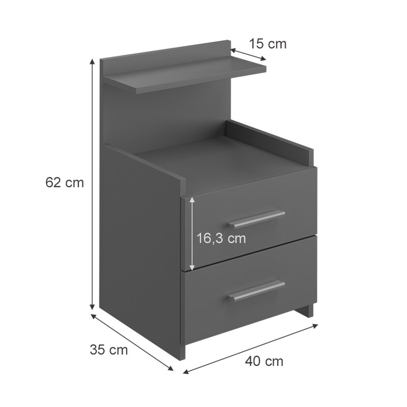 Apalachin 40cm W Engineered Wood Bedside Table