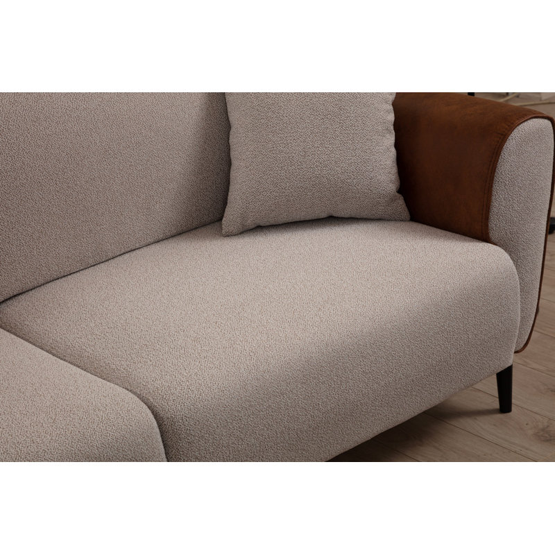 Canapé-lit 3 places, Polyester beige cannelle Namon