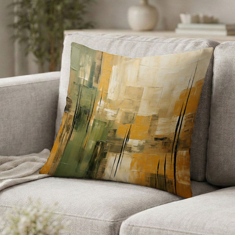 Coussin décoratif imprimé Tachisme, H 18 po x l 18 po