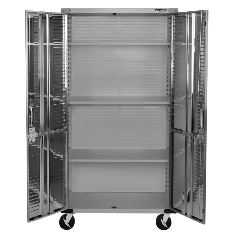 UltraHD Silver Steel Lockable Office Cabinet with Adjustable Shelving