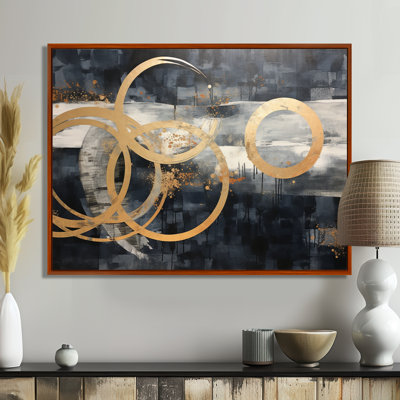 Golden Rings In The Night - Geometric Wall Art Decor
