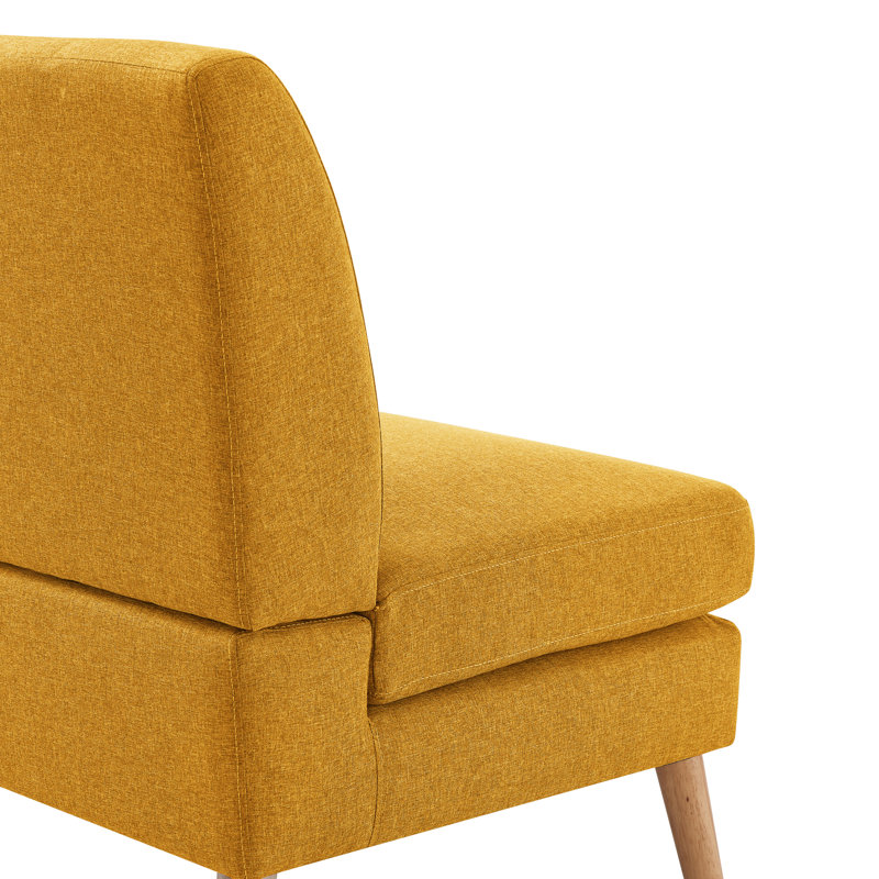 Causeuse sans accoudoirs de 55,1 po Valeria, Polyester jaune moutarde