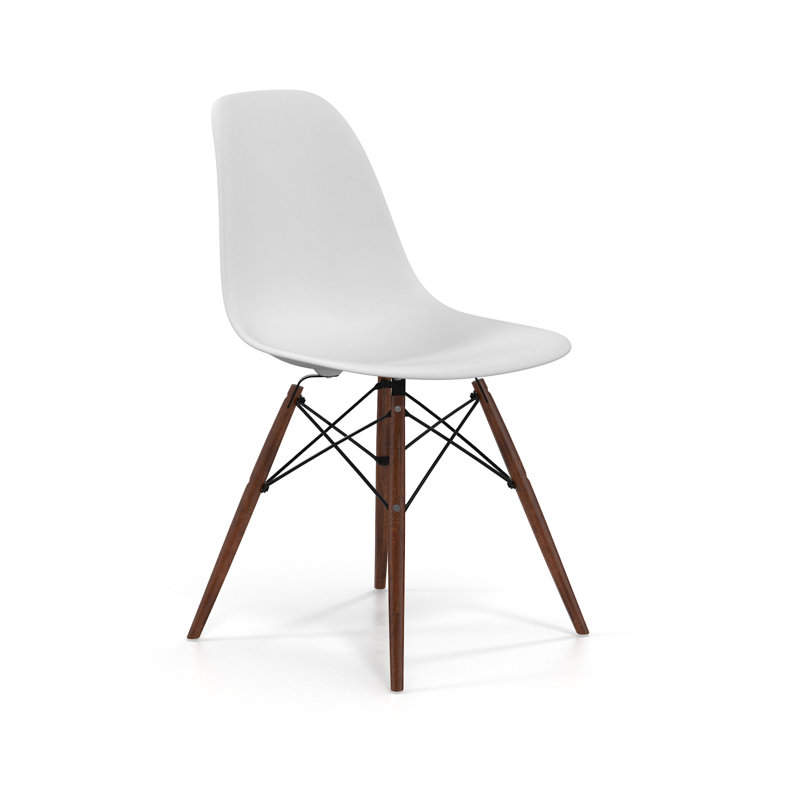 Chaise d'appoint Wiebe, Blanc/noyer