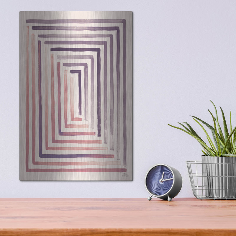 «Red and Blue Sunset 2» par Laura Marshall, art mural en métal, H 16 po x l 12 po