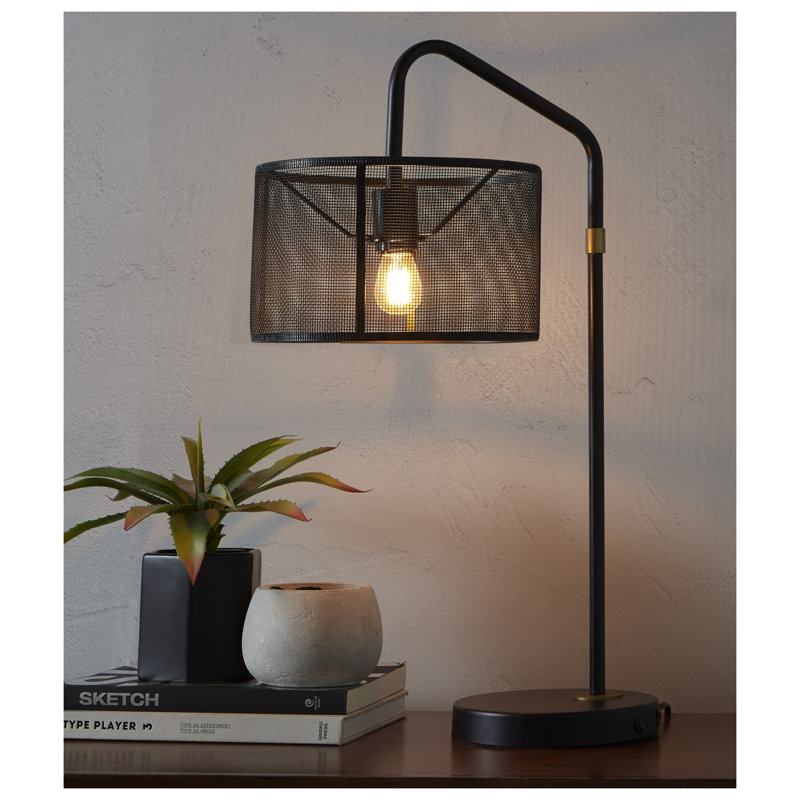 Lampe de travail contemporaine 27 po en métal avec port USB intégré, bronze huilé et finition or peinte Grandview Gallery (ensemble de 2)