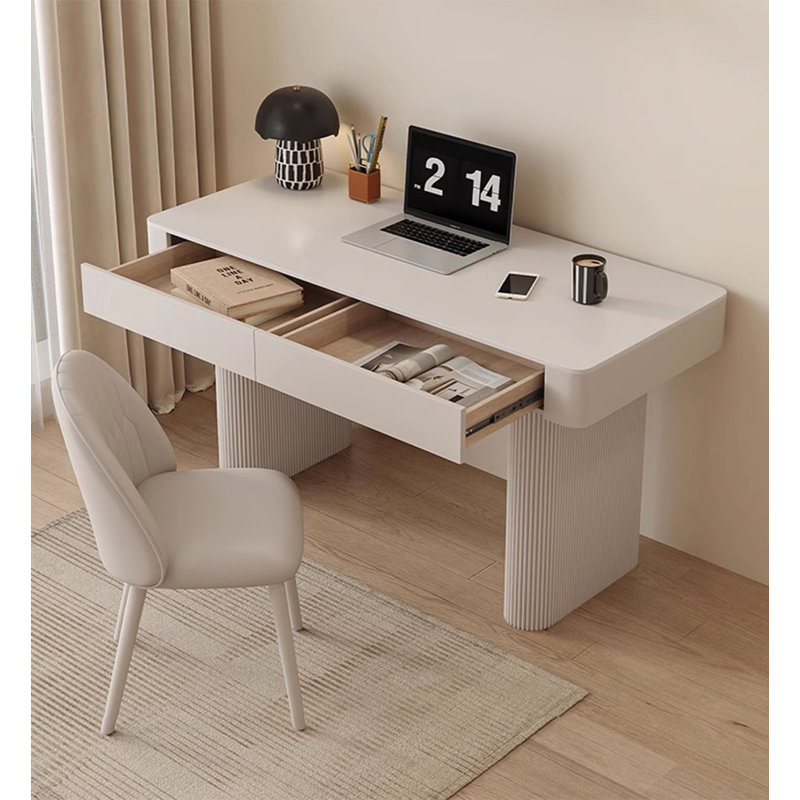 Bureau moderne minimaliste avec plateau en pierre frittée, H 29,53 po x l 47,24 po x P 19,69 po