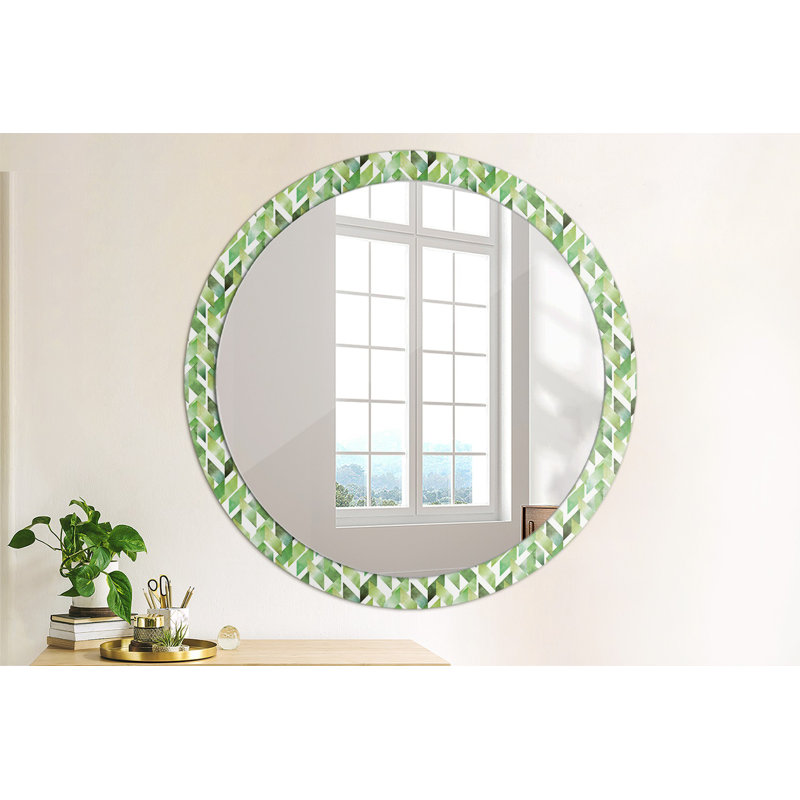 Huldar Glass Flat Wall Mirror, Green/White