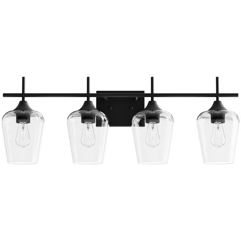 Hermleigh 4 - Light Dimmable Vanity Light, Matte Black, Clear
