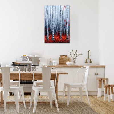 Grande forêt de bouleaux d'hiver, art mural pour salon nature, impression de toile de bouleau, automne, arbre, peinture murale, œuvre d'art prête à être accrochée, affiche 12 x 16-36 x 48 pouces