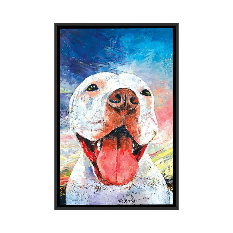 « pitbull », reproduction d’art sur toile, H 26 po x l 18 po x P 1,5 po, Toile avec cadre noir, Pas de tapis