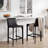 Full Assembled 26"H Counter Stool, Saddle Leather Upholstered Bar Stool With Padded Seat, Counter Height Barstool With Metal Frame Footrest For Kitchen Island Bar Counter, Black-306793866-307711199