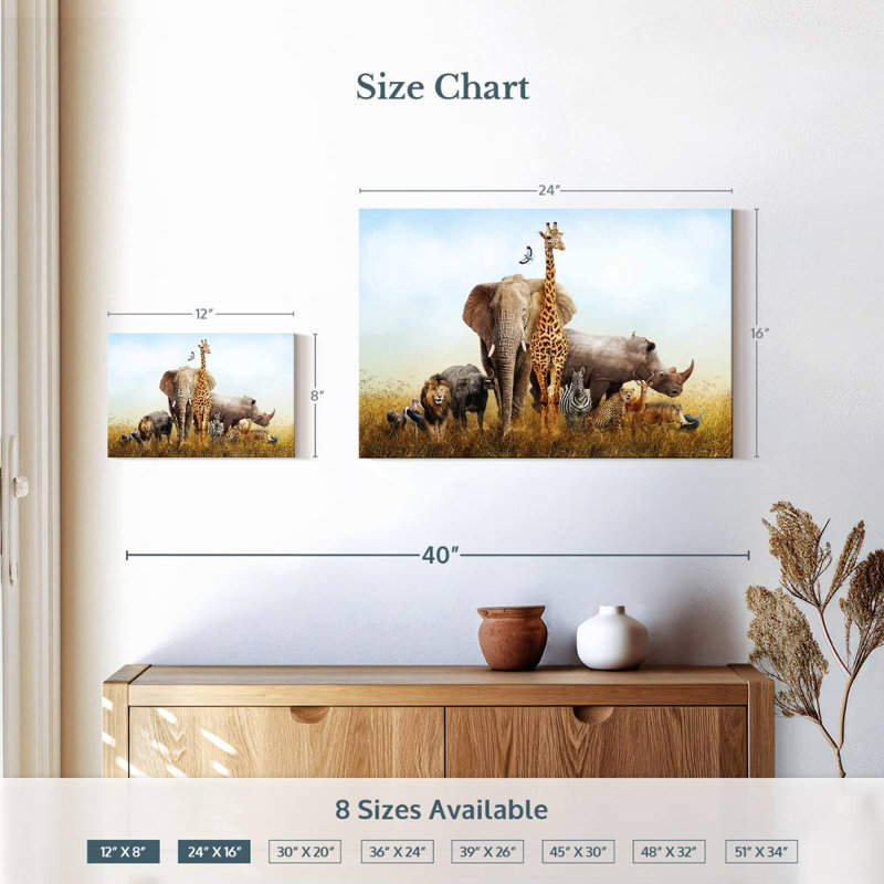 Brampt, animaux du safari au Kenya, H 16 po x l 24 po