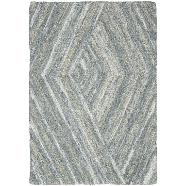 Ebern Designs Atyana Blue Modern Indoor Wool Rug