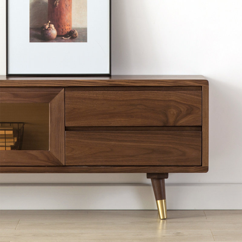 Meuble télé de style nordique minimaliste, Bois brun foncé, 78.74"
