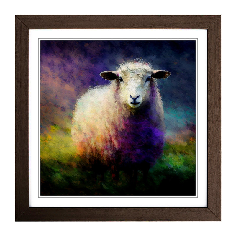 Sheep Neo-Impressionism - Framed Print, Walnut