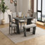Ensemble de table de salle à manger 6 pièces pour 6, table de cuisine en bois de 60 po et 4 chaises avec banc et base en tréteaux-25564178