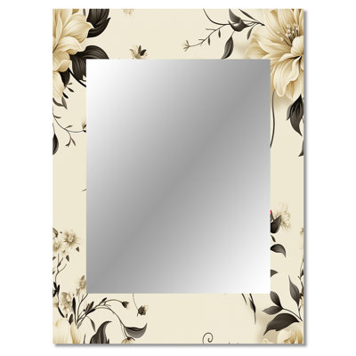 Demari minimaliste victorien simplicité victorienne motif - miroir décoratif floral, miroir mural floral, art imprimé en métal