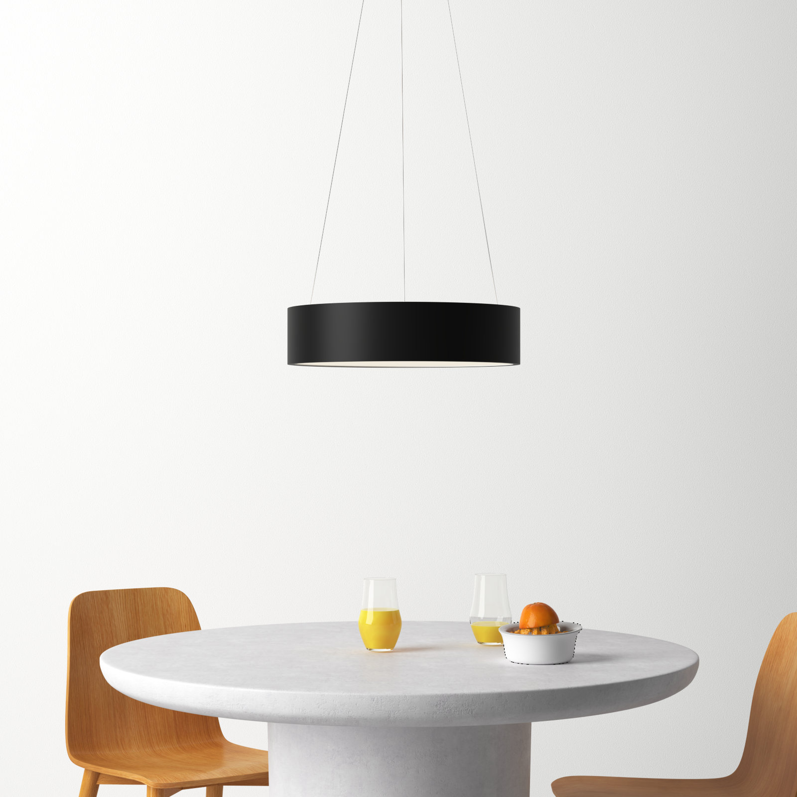 Romain Single Light Acrylic Dimmable LED Pendant, Black, 4" H x 18" W x 18" D