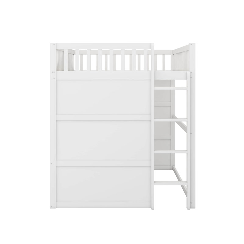 Lit mezzanine double avec échelle, Blanc / Gris