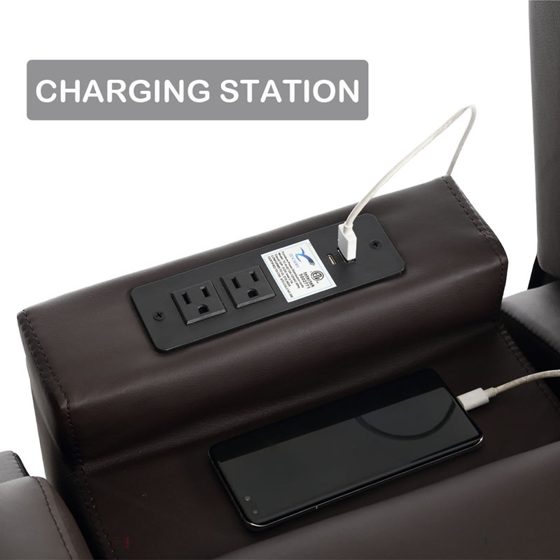 Ensemble de chaises inclinables Aguilera avec console multifonctionnelle, lumières DEL / porte-gobelets / coussins de charge / gratuits