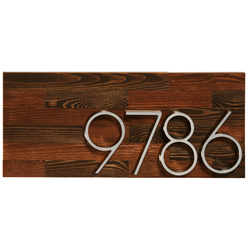 Large Rectangular Rustic Brown Wood Address Plaque