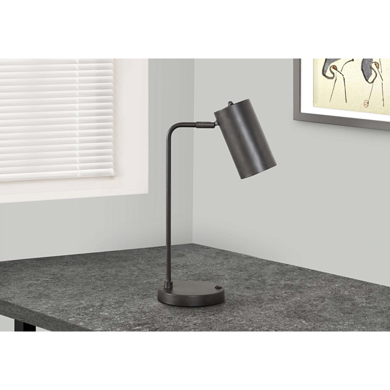 Lighting, 18"h, Table Lamp, Usb Port Included, Grey Metal, Grey Shade, Modern