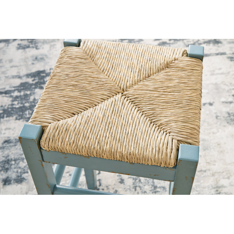 Broddrick Counter Stool with Solid Wood Frame, Bar Stool (30" Seat Height), Teal
