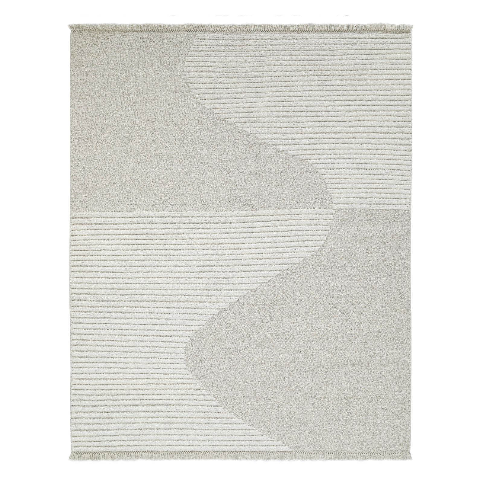 Alar Rectangle Geometric Flatweave Wool/Cotton Area Rug in Ivory, Rectangle 7'6" x 9'6"