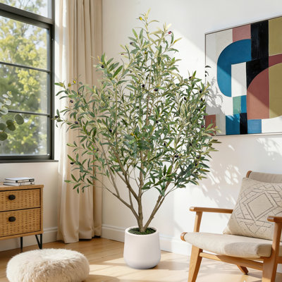 Faux Olive Tree In White Planter