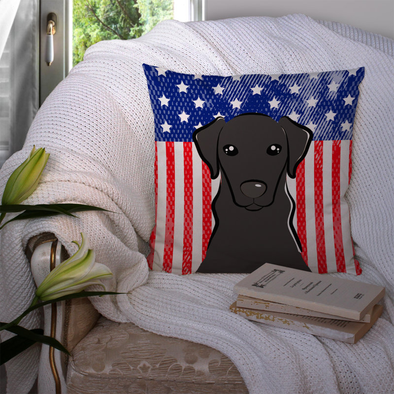  Coussin 14 "American Flag, 14 po x 14 po, Labrador noir