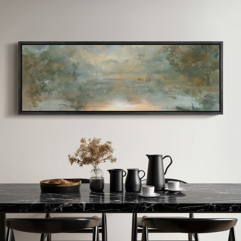 «Mist Forest», paysage abstrait pour art mural, H 20 po x l 60 po, Noir