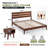 2-Pcs King Bedroom Set – Acacia Emery Solid Wood Platform Bed Frame & Matching Nightstand, Mid-Century Modern Farmhouse, Walnut Finish, 800 lbs Capacity, No Box Spring Needed-1556730012-1556730011