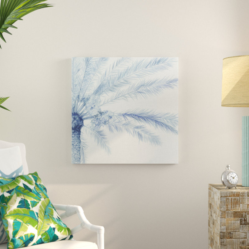 «Chambray Palms II», peinture sur toile, H 30 po x l 30 po