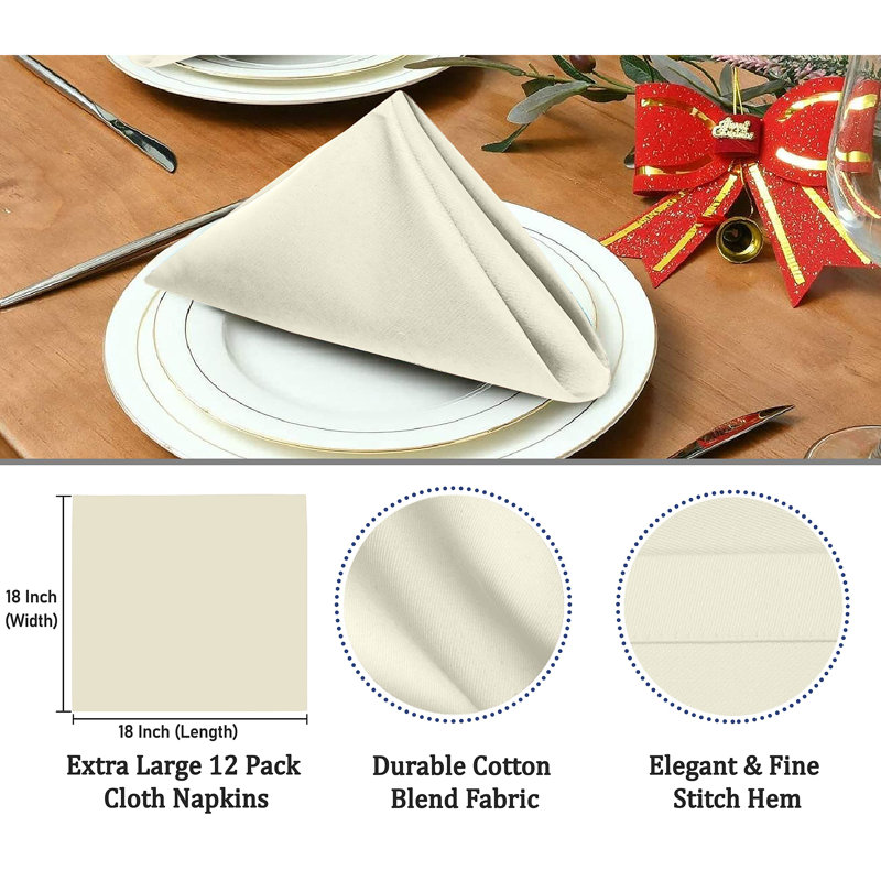 Poly Cotton Enrich Twill Cloth Napkins, Ivory