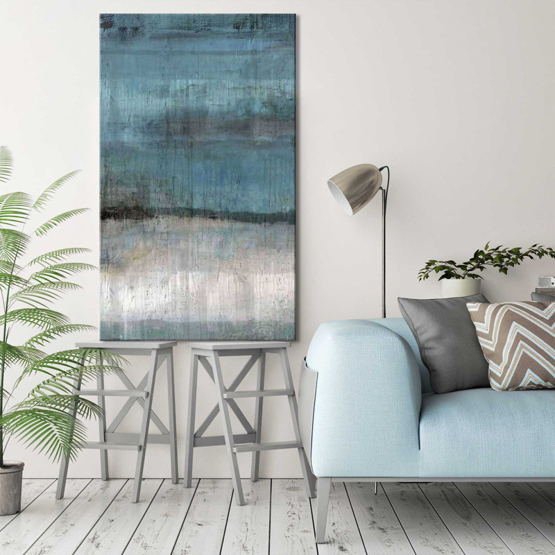 Étude en bleu clair par - Peinture, Toile tendue, H 30 po x l 18 po x P 1 po