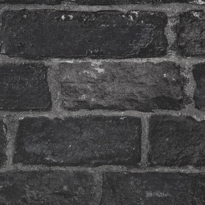 Fresco House Industrial Brick Wallpaper, Brick Charcoal